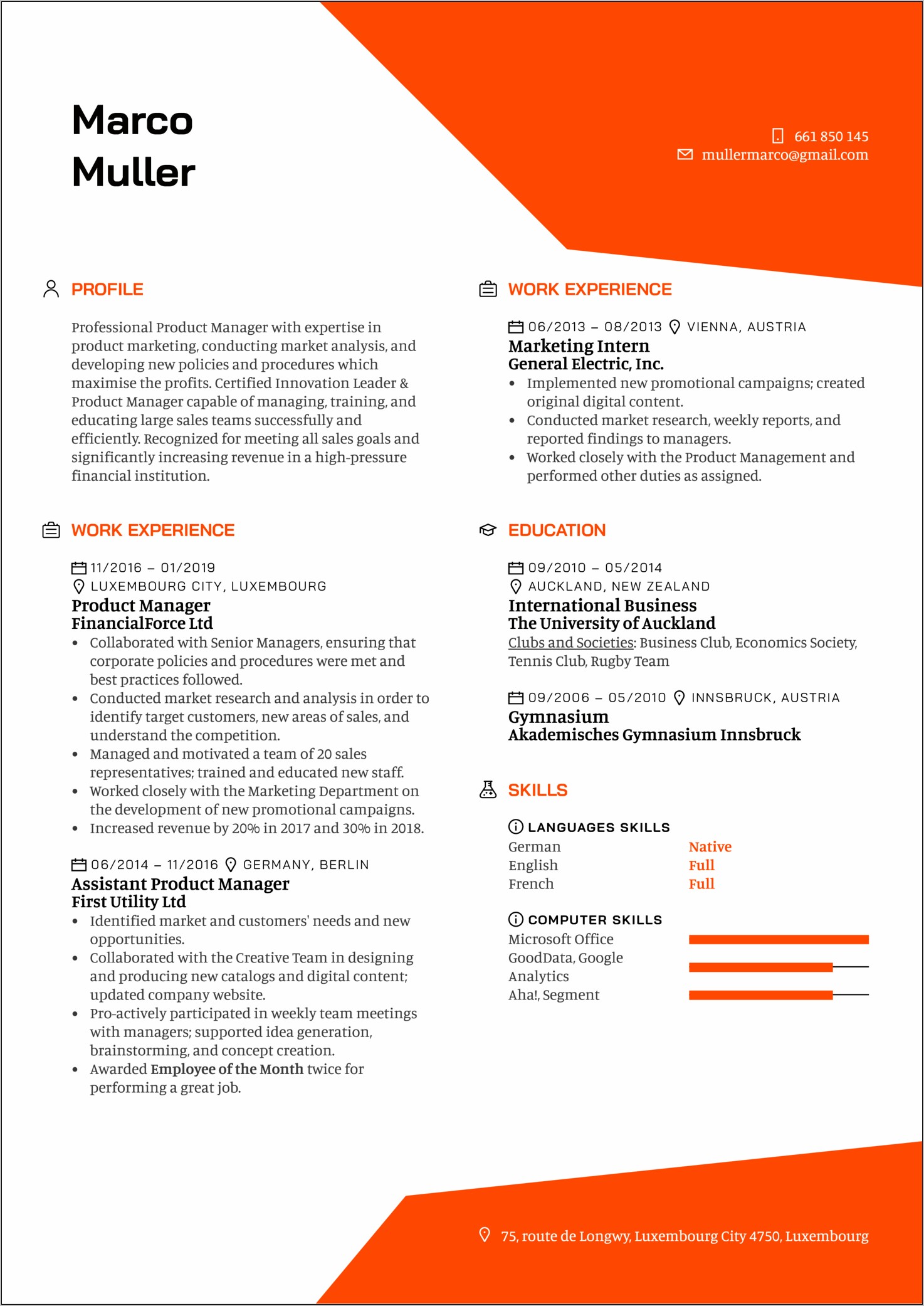 Business Development Resume Working Closily With Managers