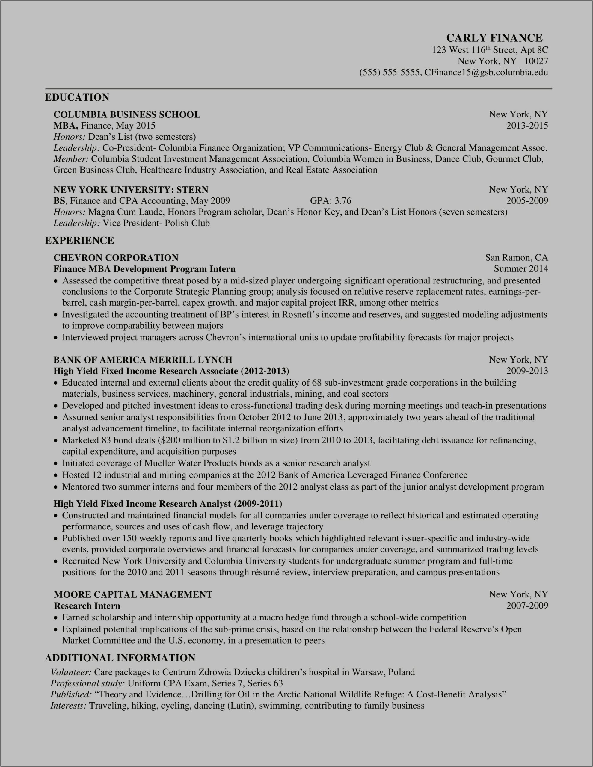 Business School Resumes Vs Typical Resume