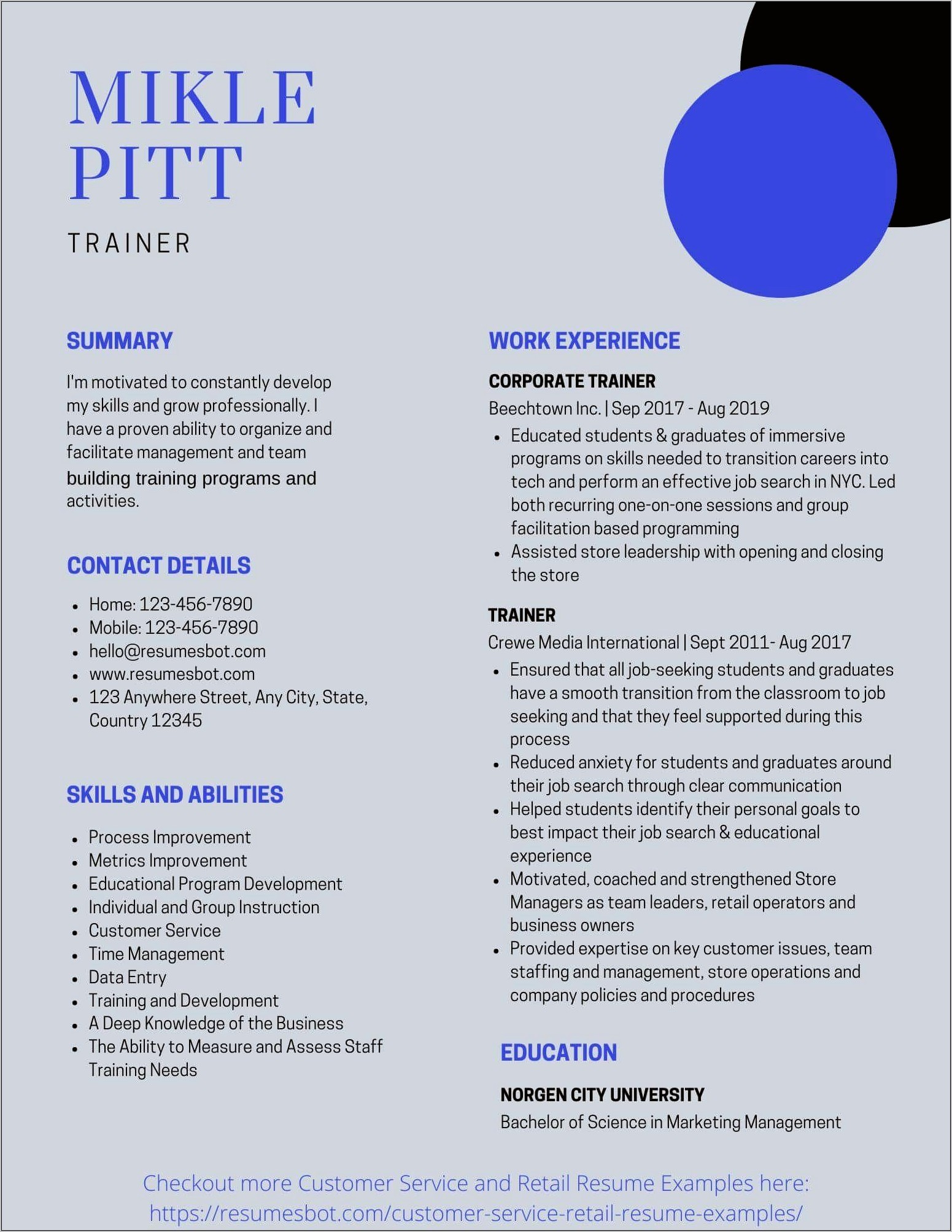 Call Center Technical Trainer Job Description Resume