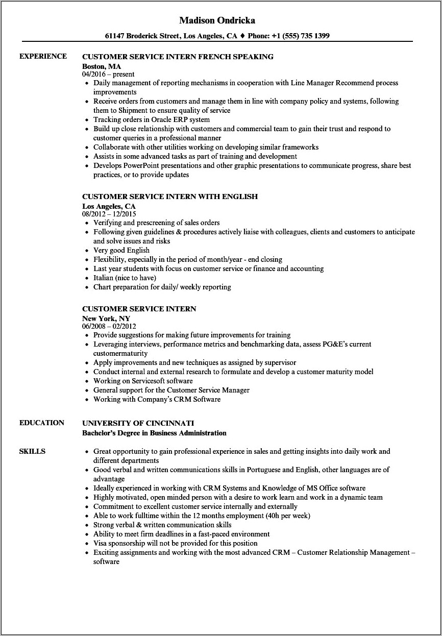 Can You Put Incoming Internship On Resume