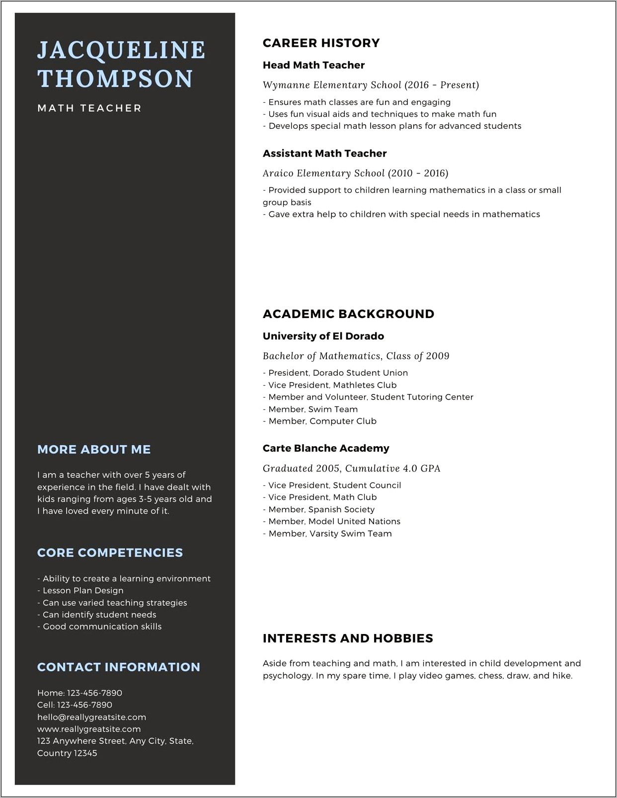 Canva Resume Template Gray With Boxes