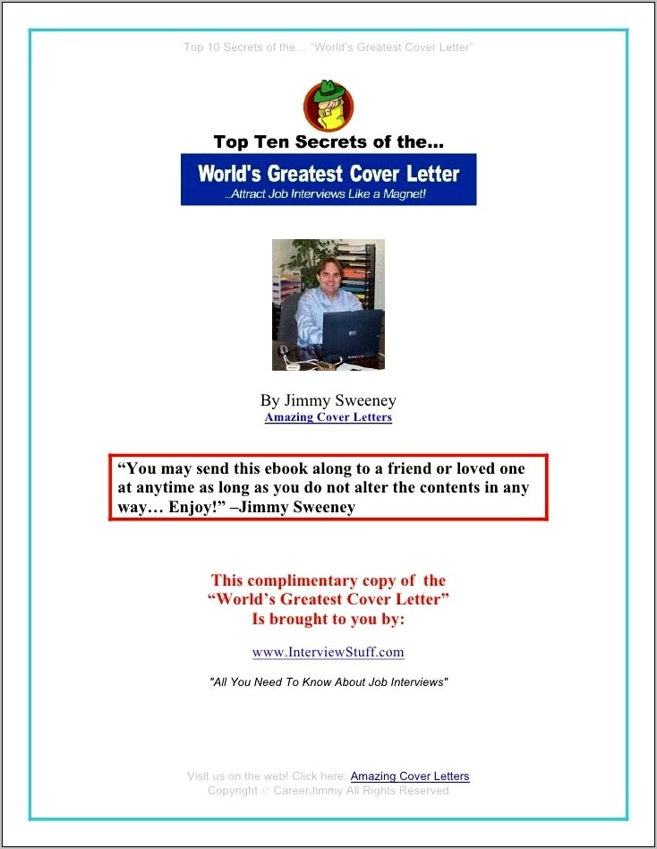 Career Jimmy Sweeney Cover Letter And Resume