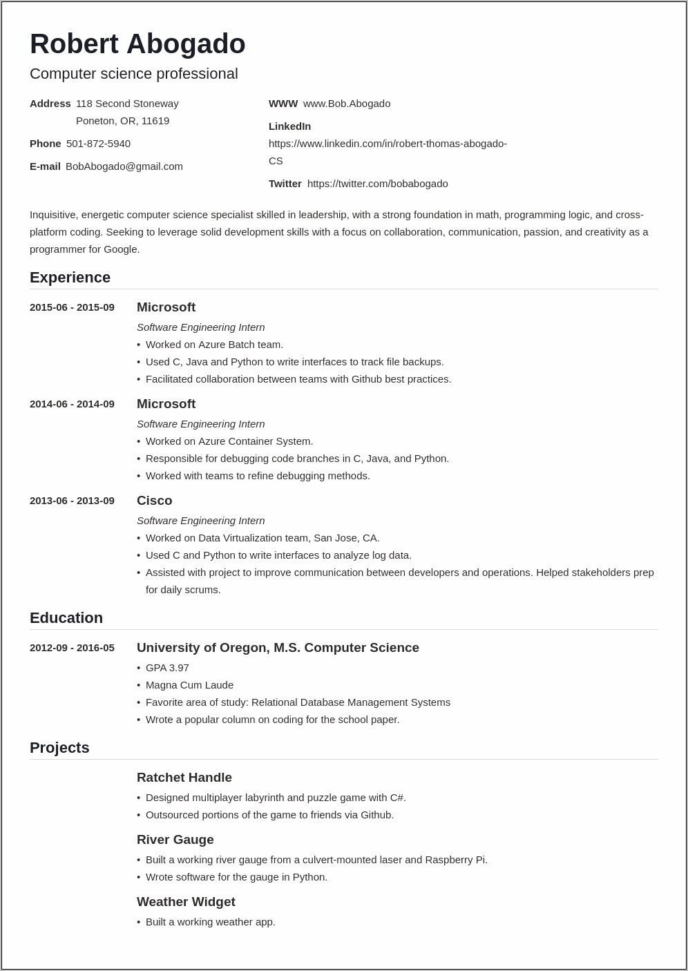 Career Objective Computer Science Examples On Resume