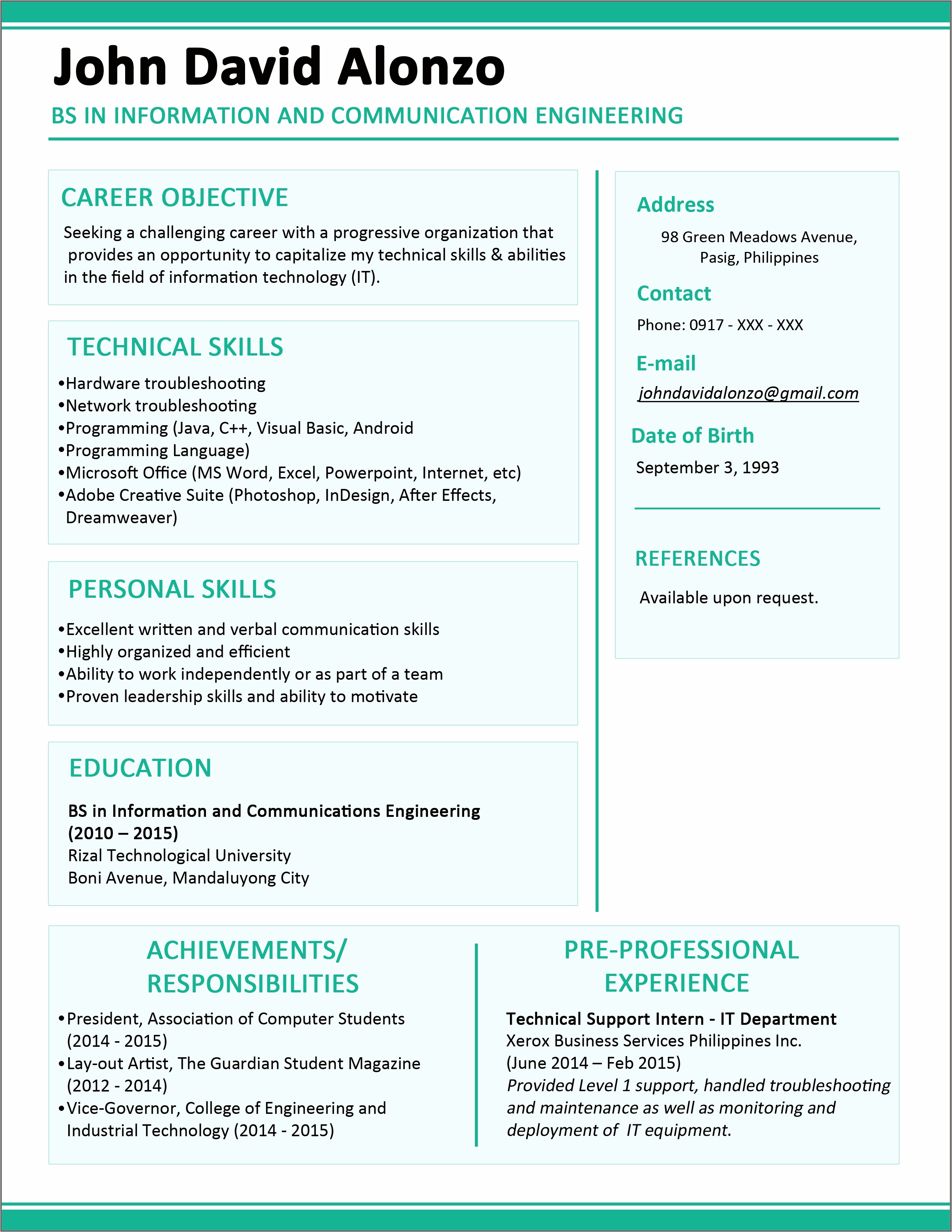 Career Objective Example For Resume Little Experience