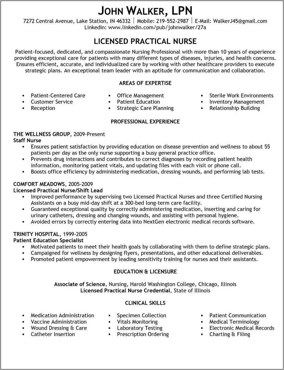 Career Objective Examples For Lpn Resume