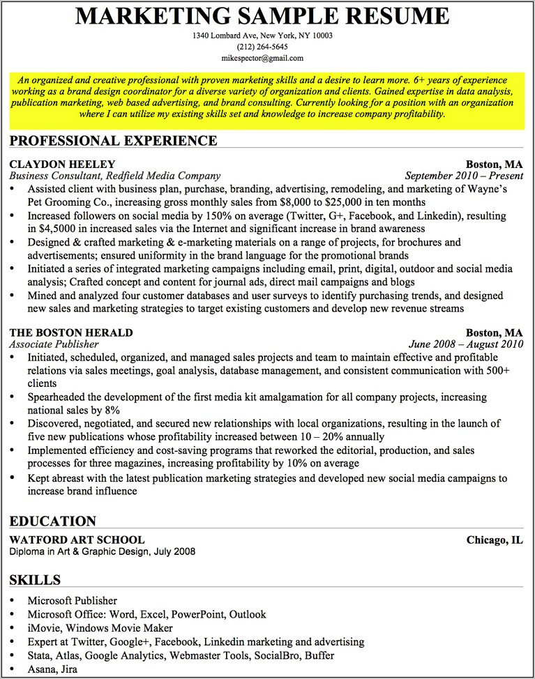 Career Objective For A Resume On Linkedin