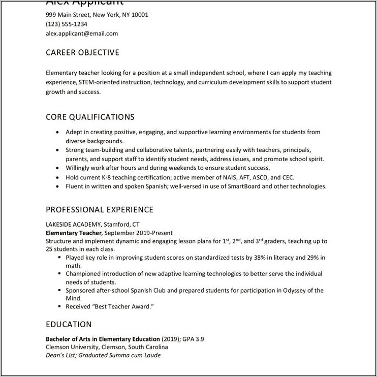 Career Objective For A Resume Sample