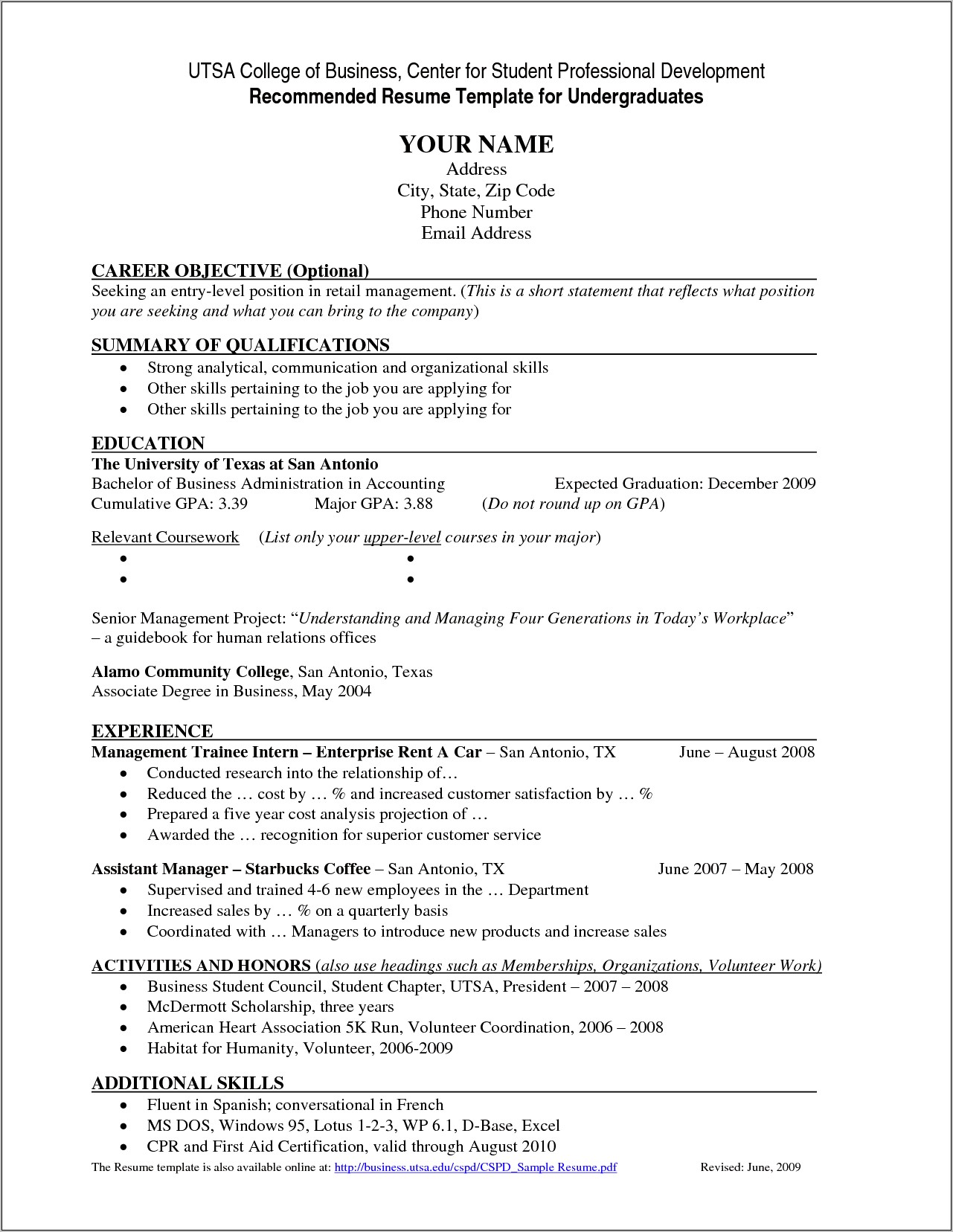 Career Objective For Business Administration Resume