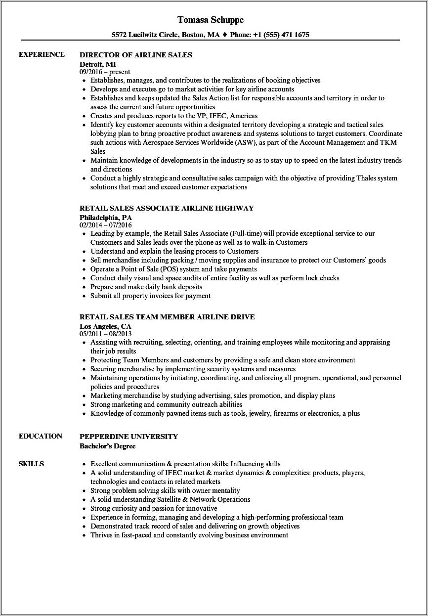 Career Objective For Resume For Aviation