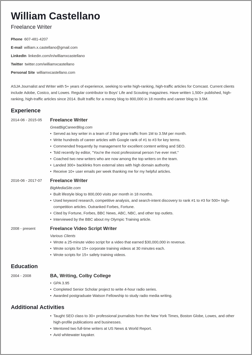 Career Objective For Resume For Costco
