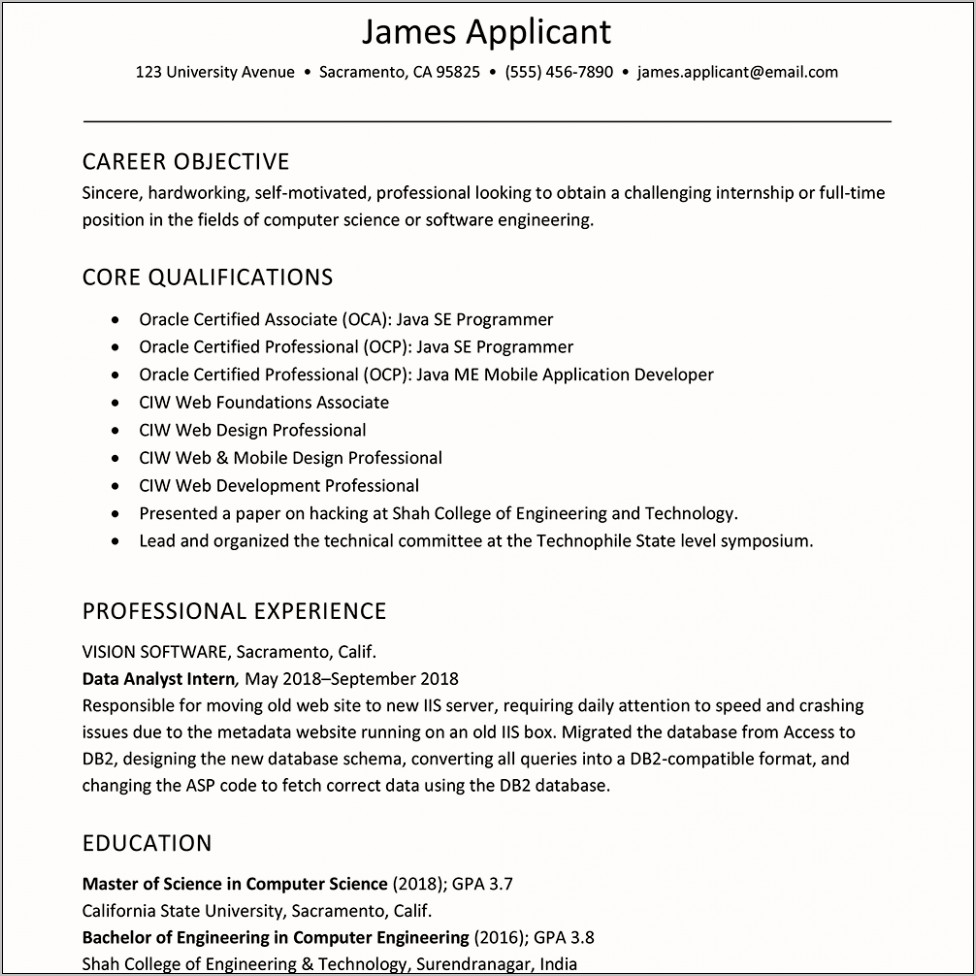 Career Objective For Resume Recent Graduate