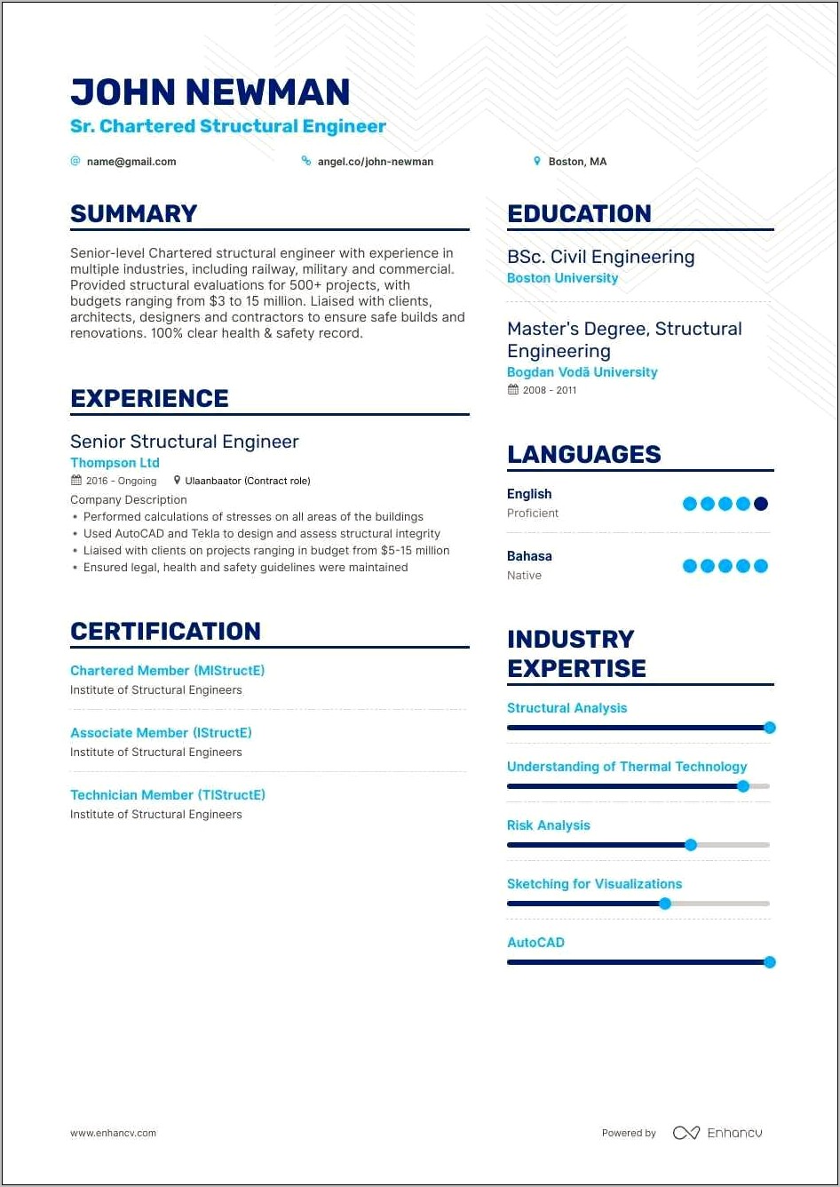 Career Objective For Structural Engineer Resume