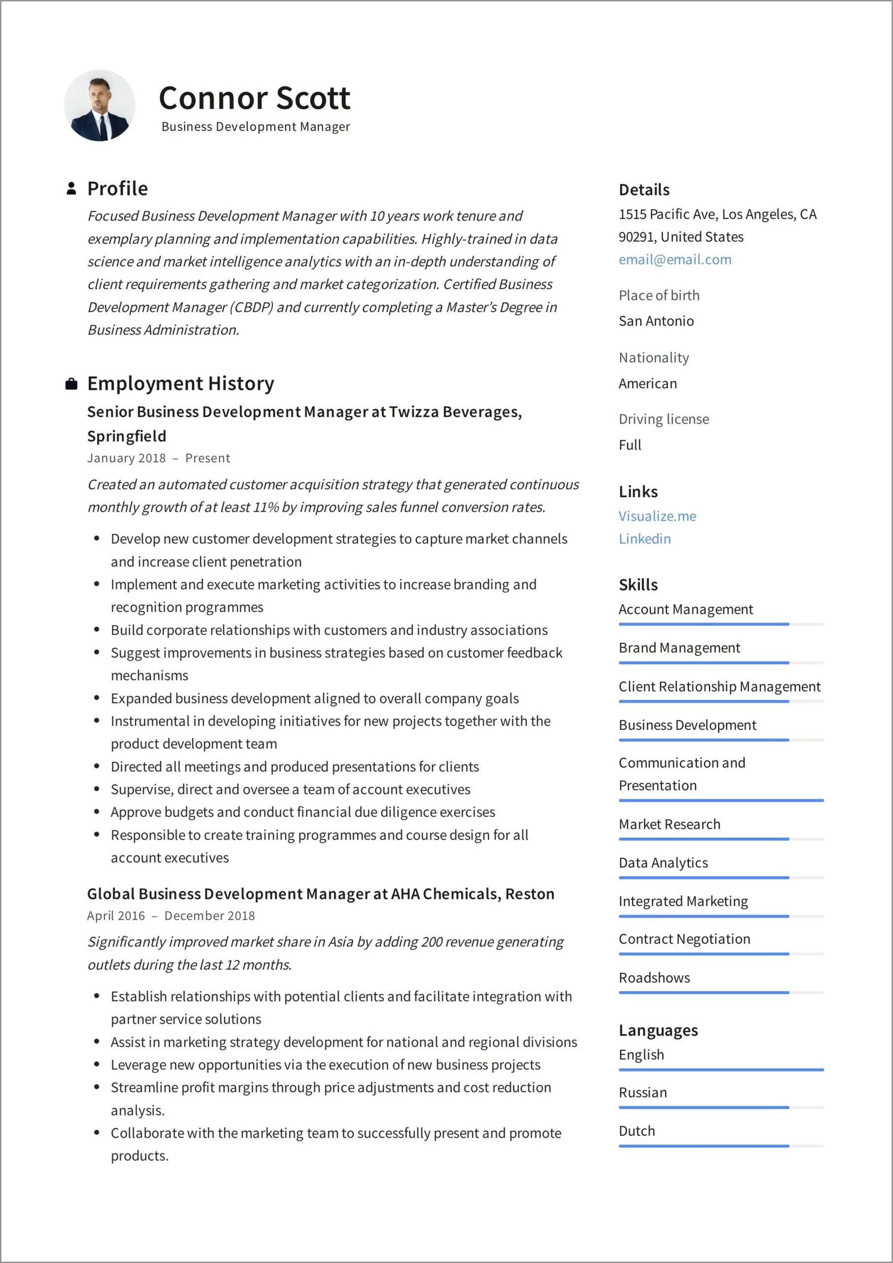 Career Objective In Resume For Business Development Executive