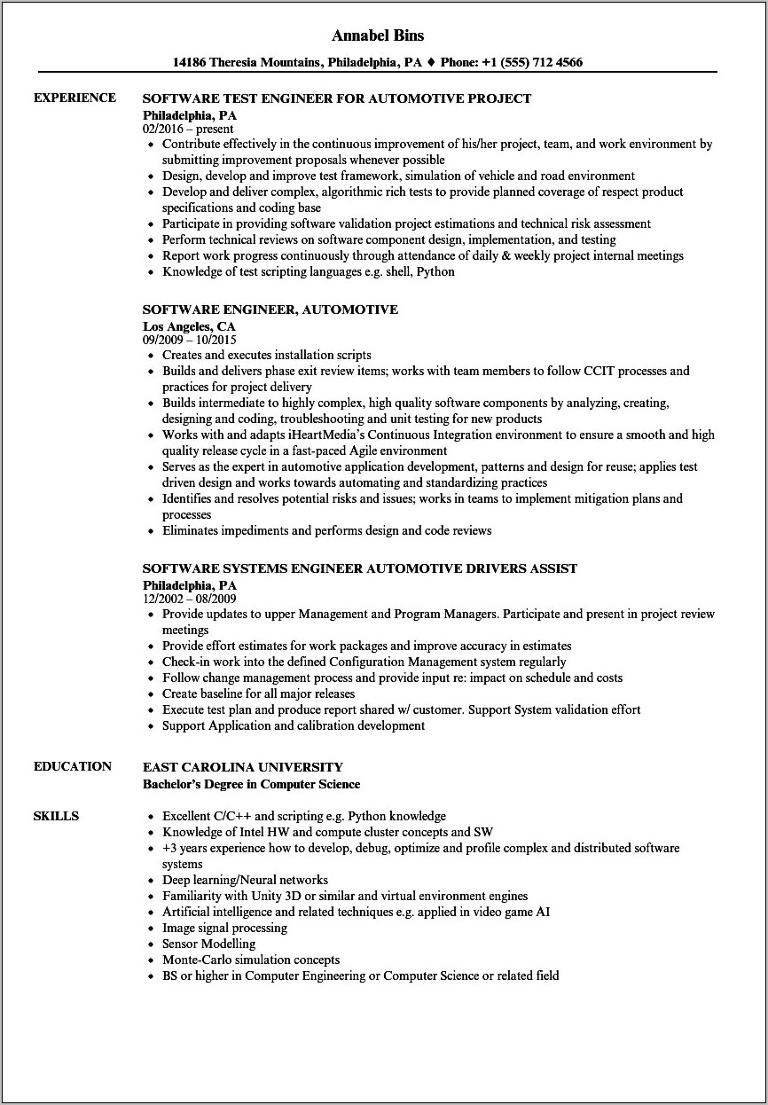Career Objective In Resume For Embedded System Engineer