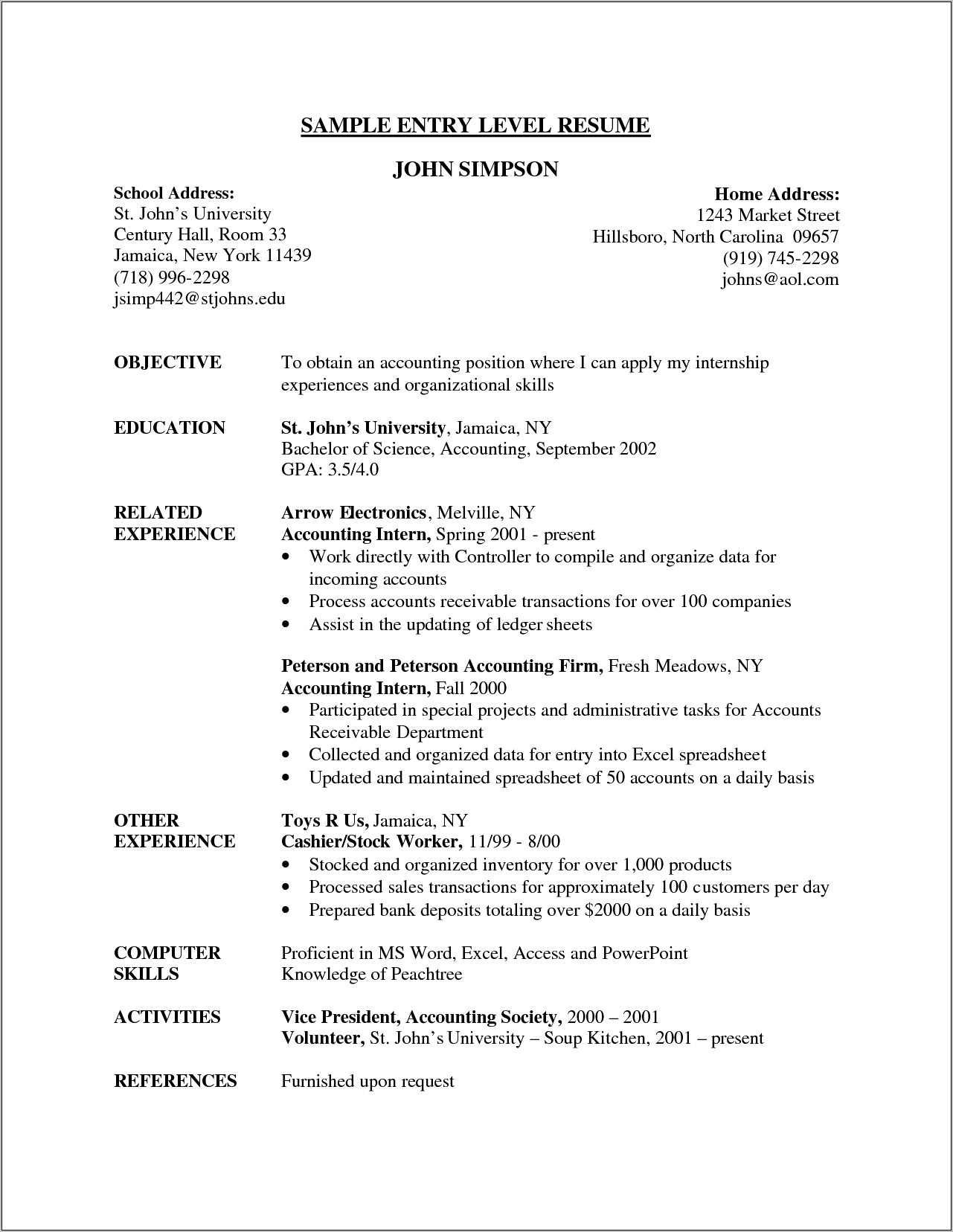 Career Objective On Resume Entry Level