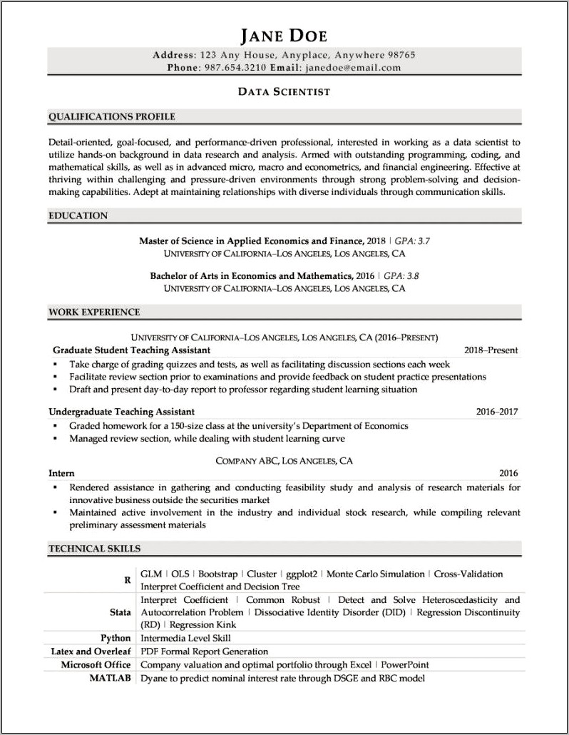 Career Summary For Resume No Work Experience
