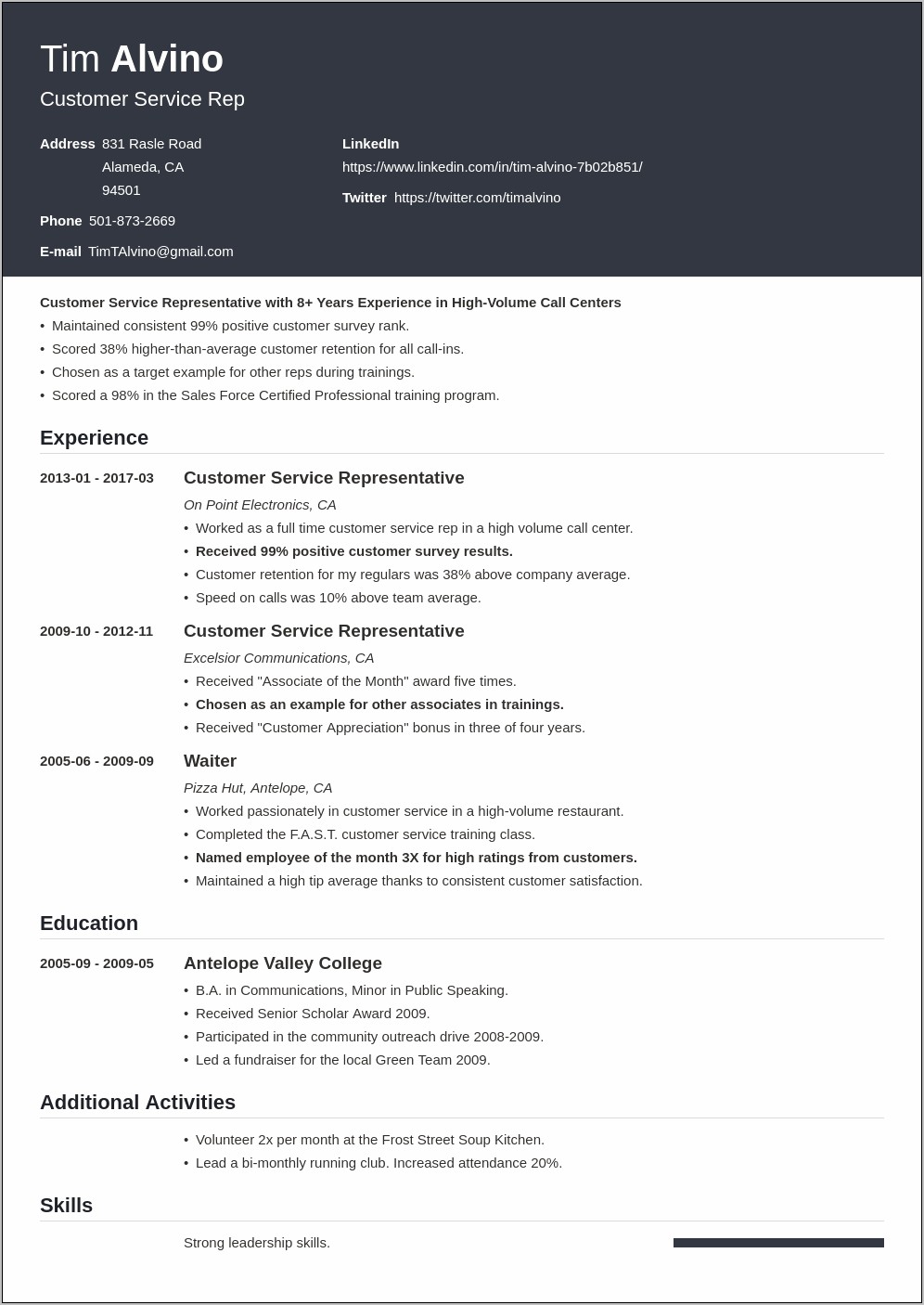 Career Summary Resume Example For Indeed
