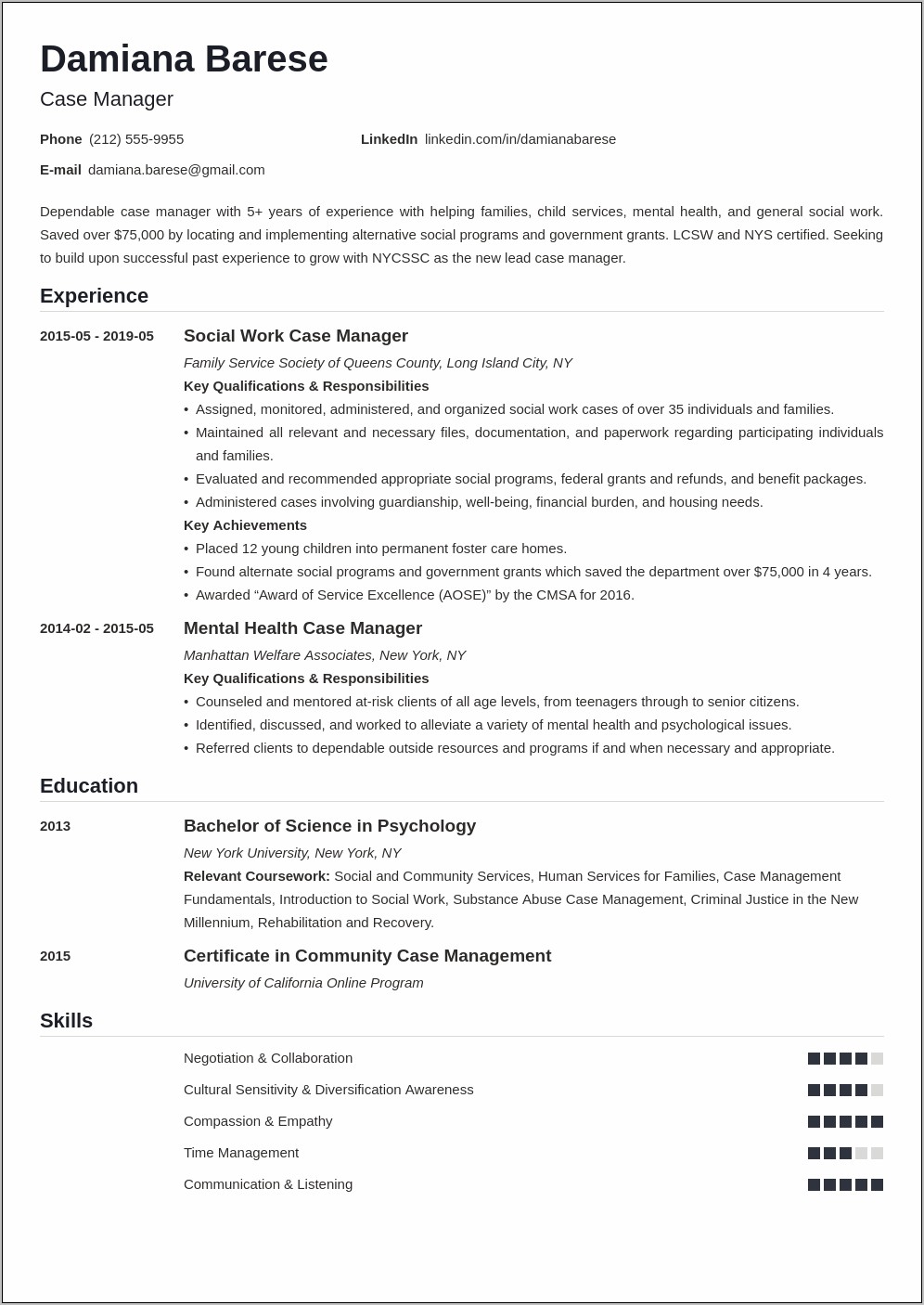 Case Manager Home Health Resume Samples