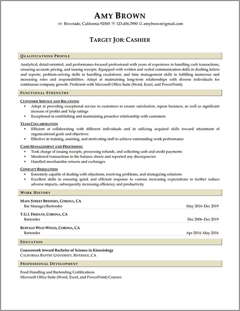 Cashier Job Description And Duties For Resume