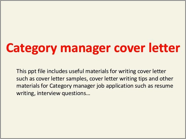 Category Manager Job Description For Resume