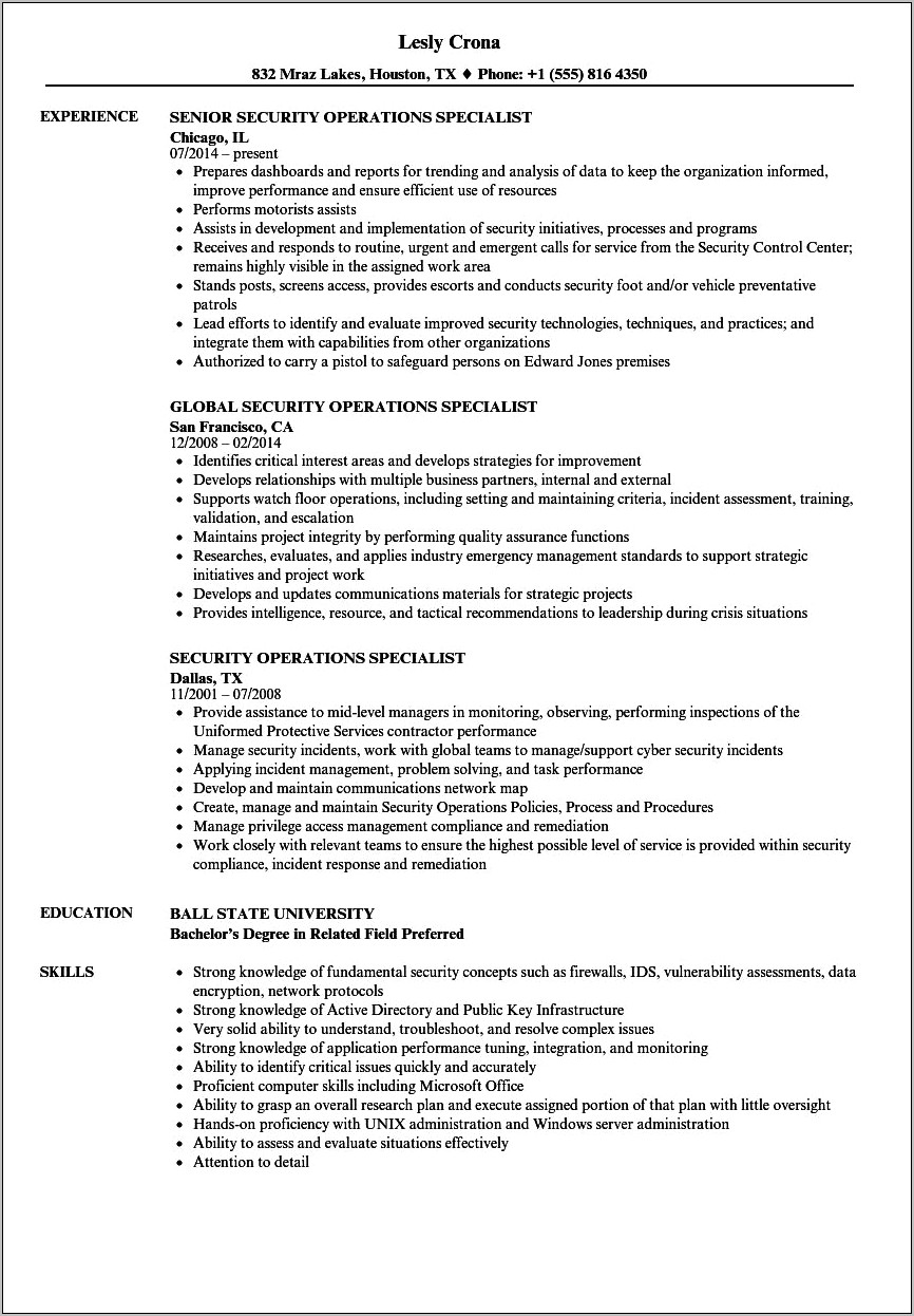 Ccna And Security Plus Sample Resume