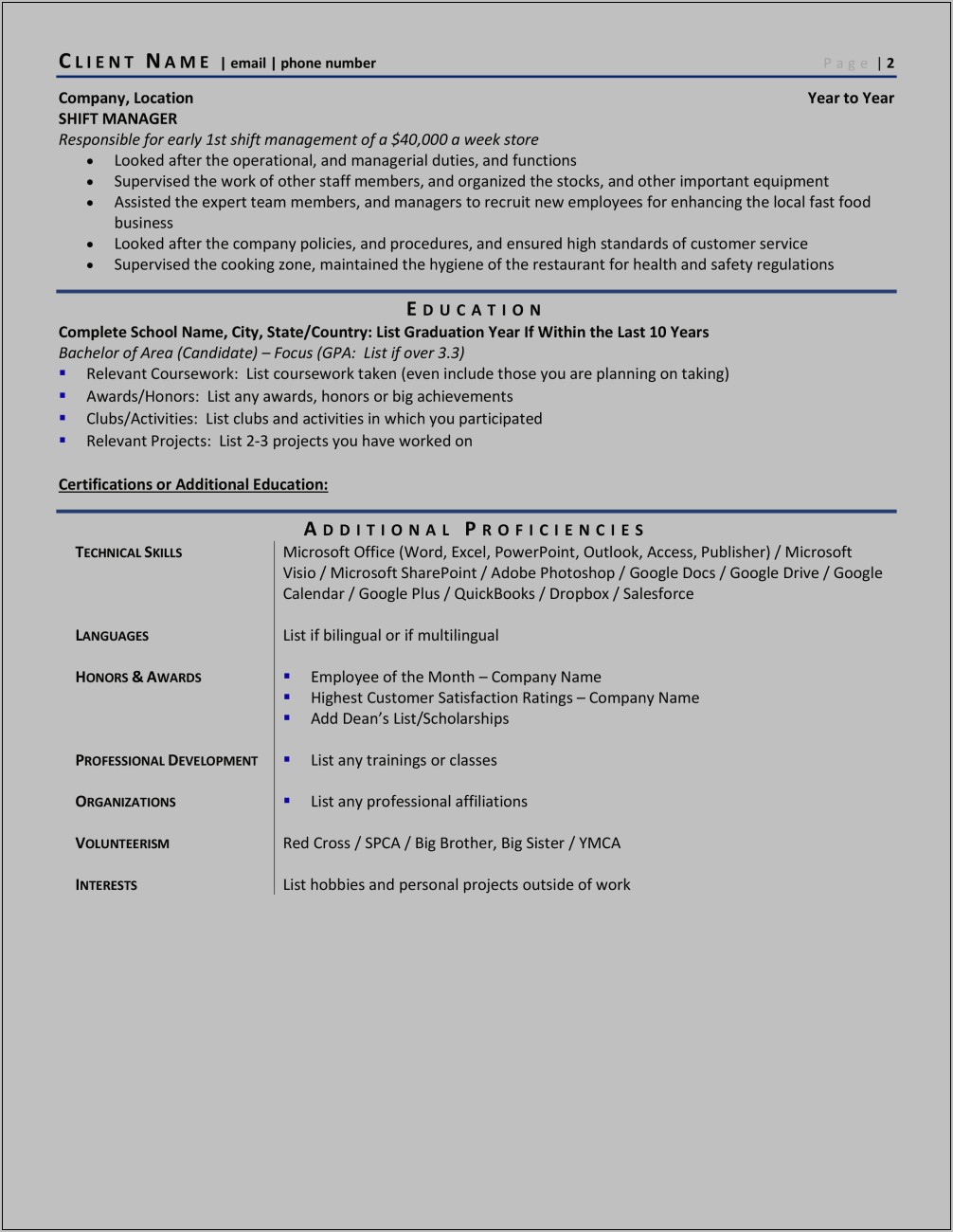 Ceo Job Title Small Business Owner Resume