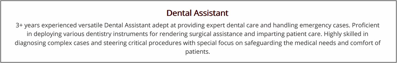 Certified Dental Assistant Resume Objective