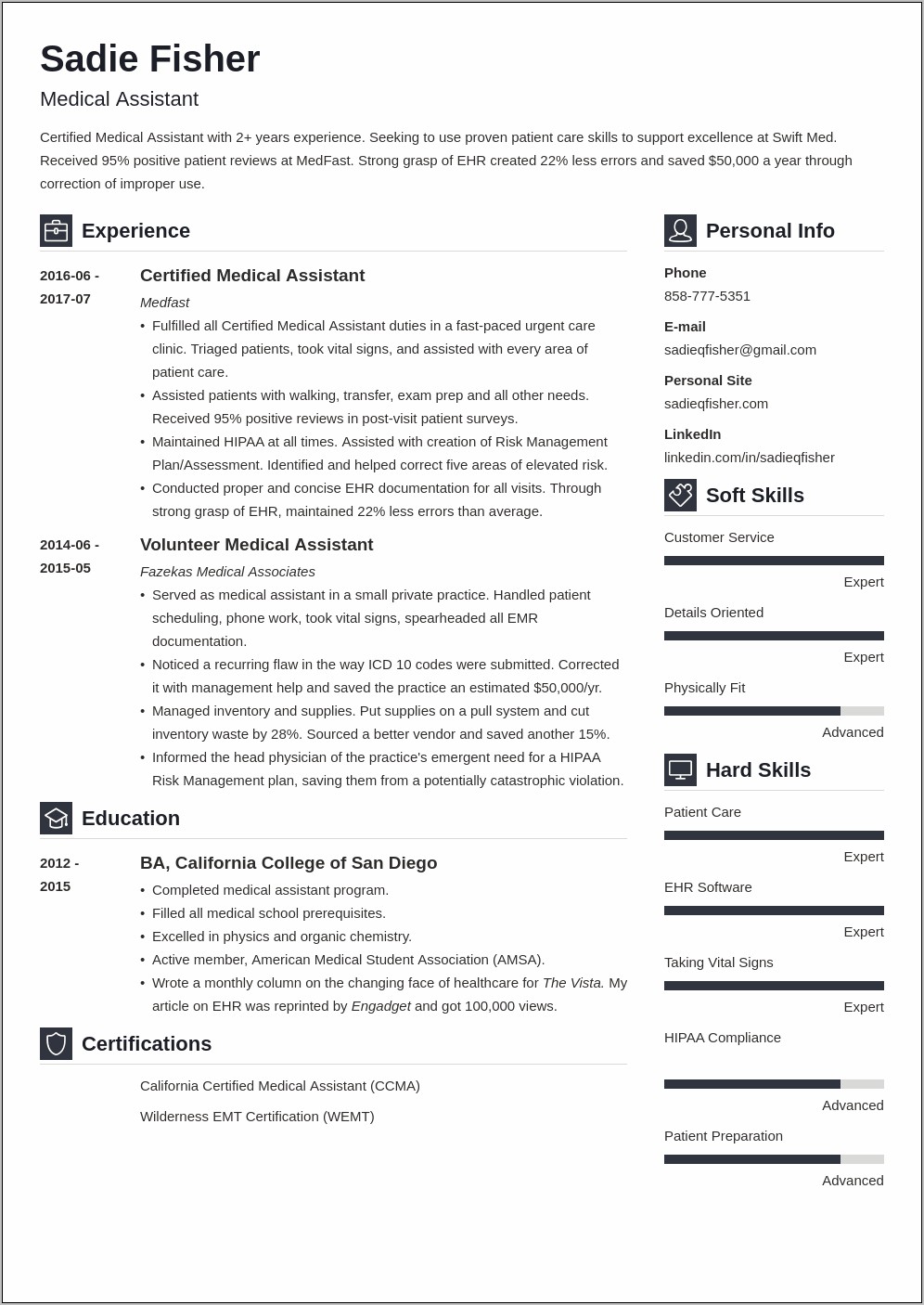 Certified Medical Administrative Assistant Resume Objective Sample