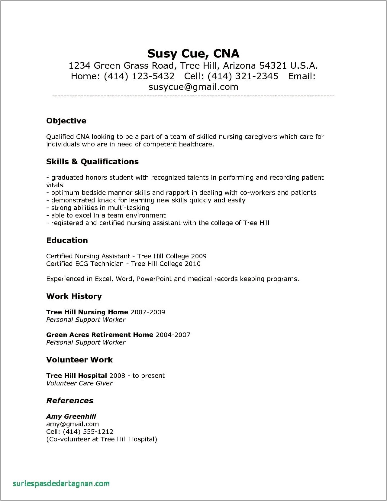 Certified Nurse Assistant Resume With No Experience