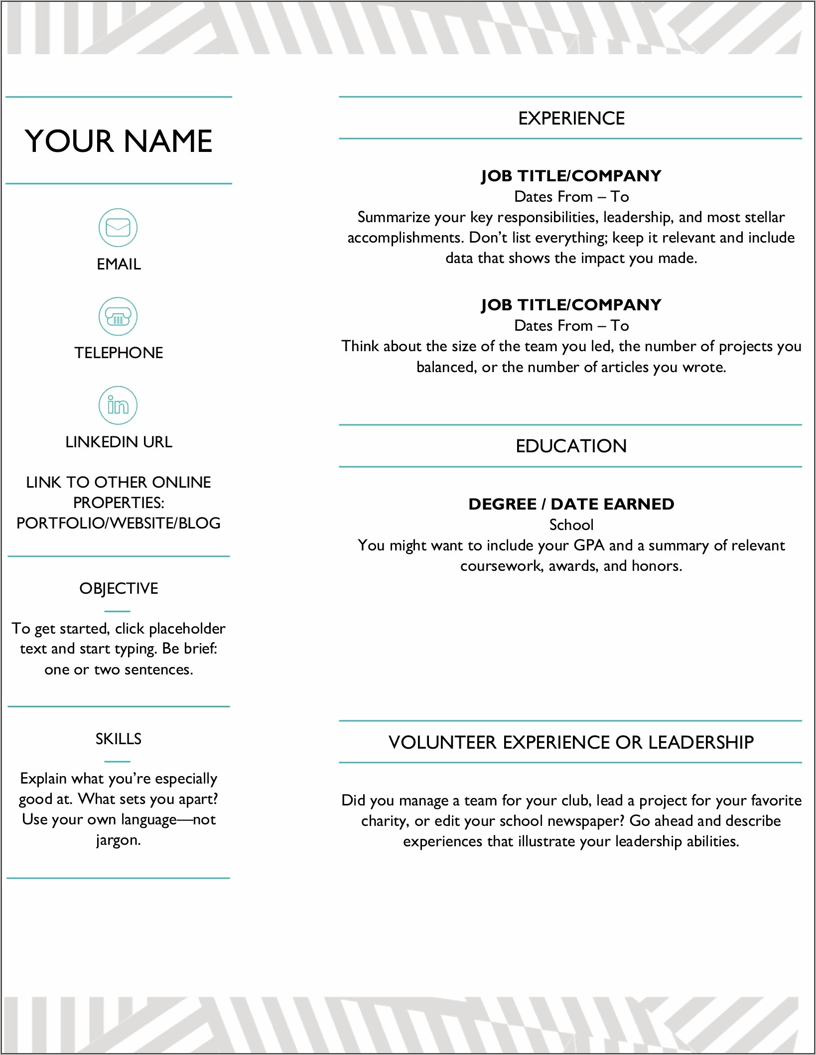 Change Background In Word Resume Template