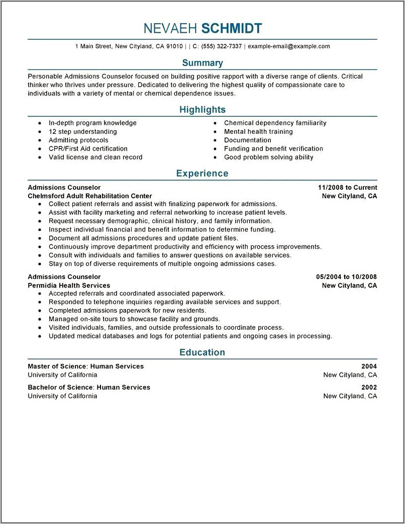 Chemical Dependency Professional Summary For Resume