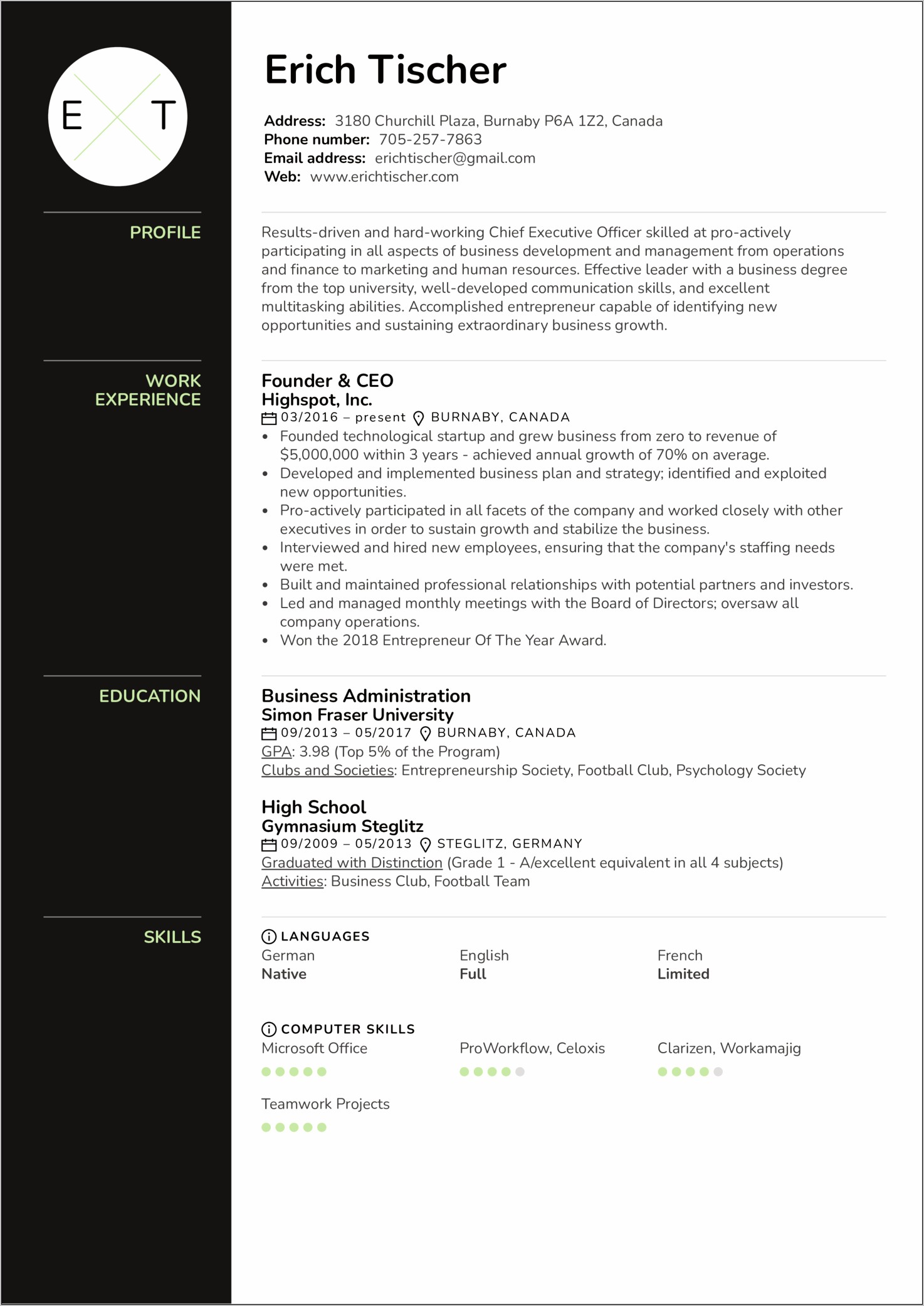Chief Operating Officer Resume Samples
