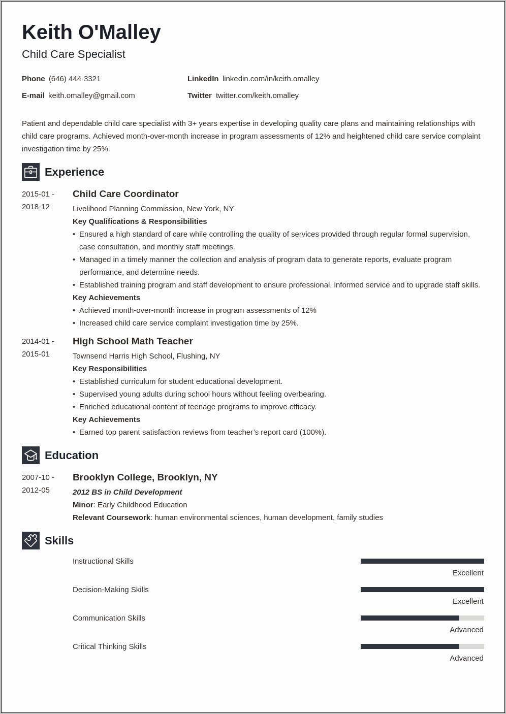 Child Care Director Resume Examples