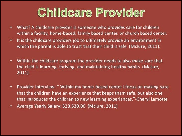 Child Care Resume Job Duties