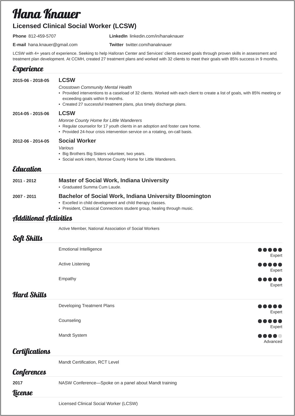 Child Protective Services Social Worker Resume
