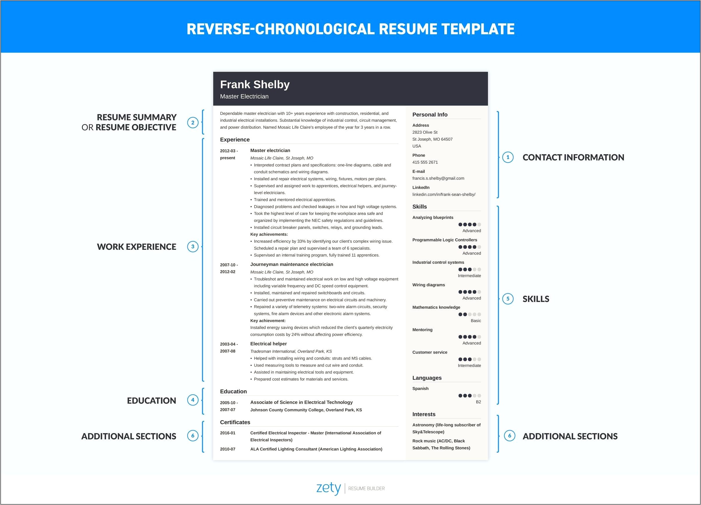 Chronological Resume Templates For Two Jobs