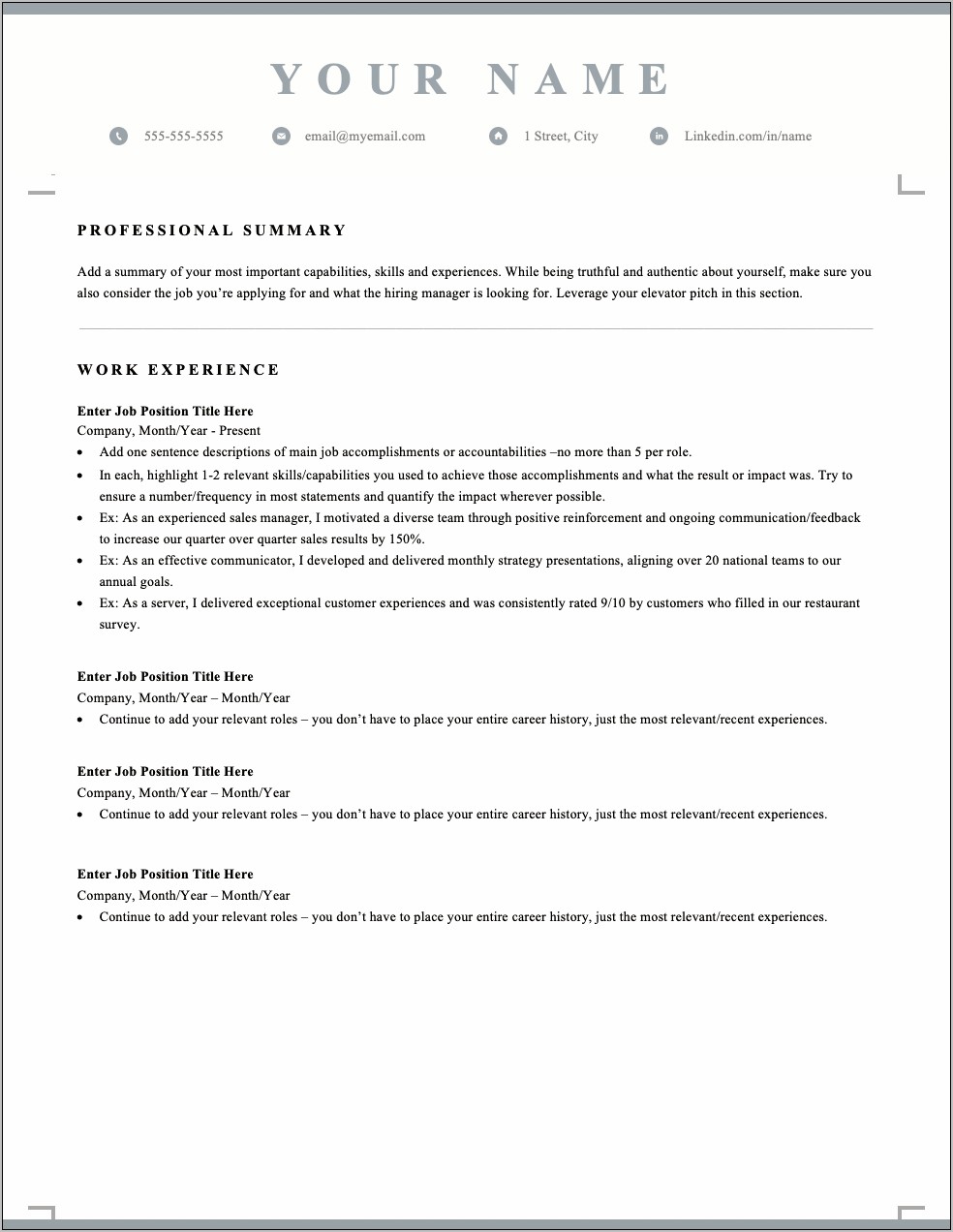 Chronological Resume Templates Word Free