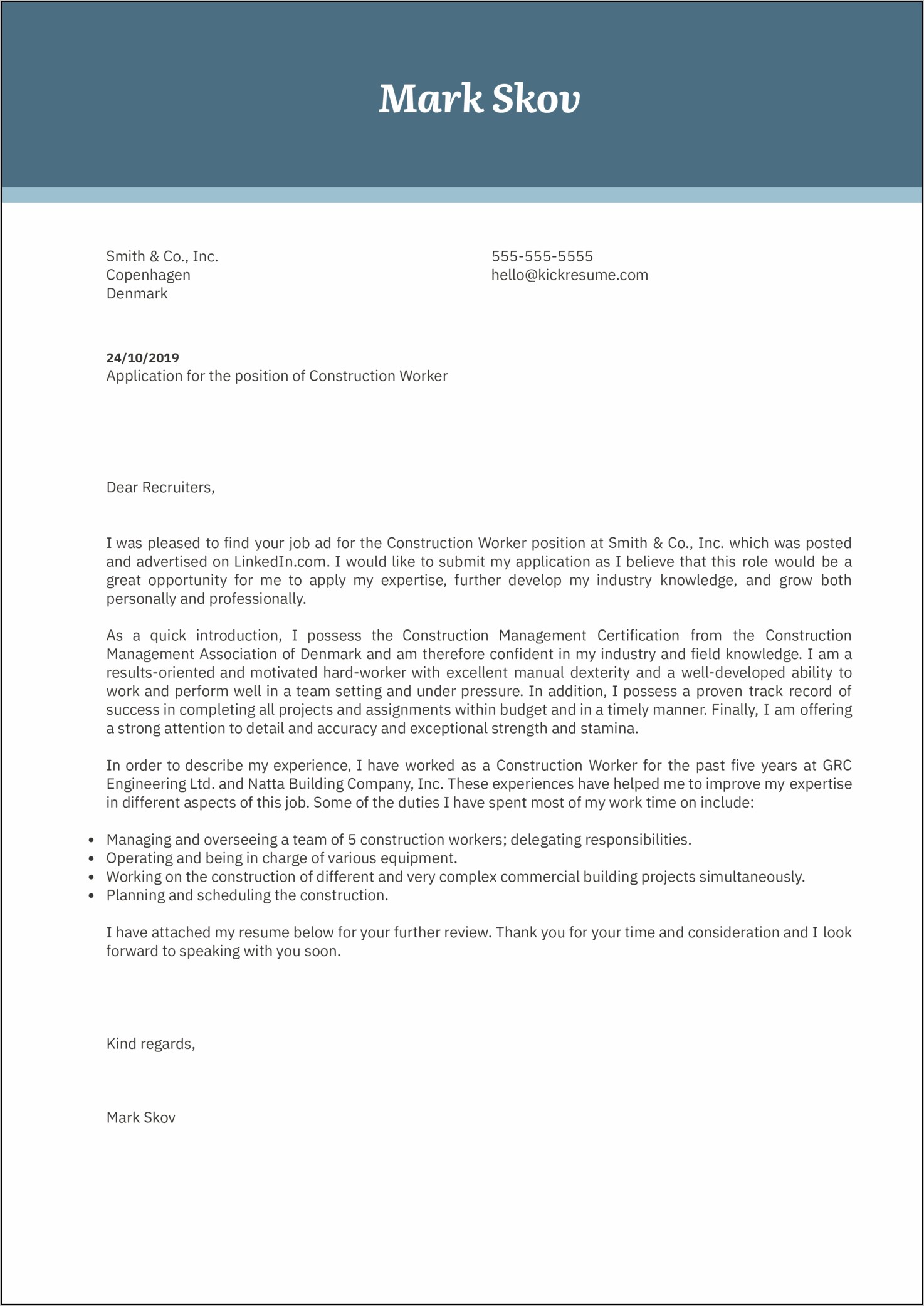Civil Engineering Resume Cover Letter Samples