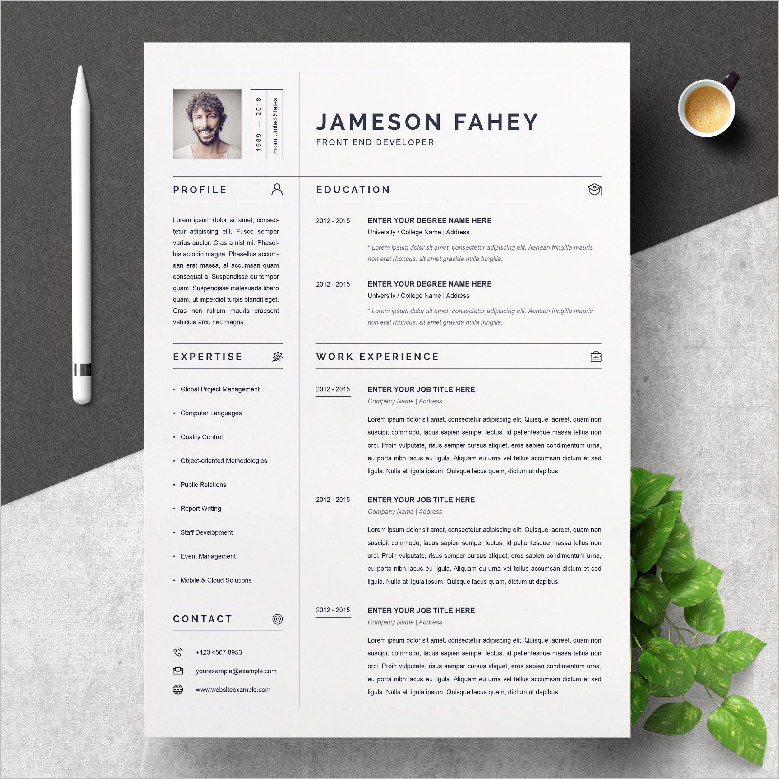 Clean Free Word Text Format Resume