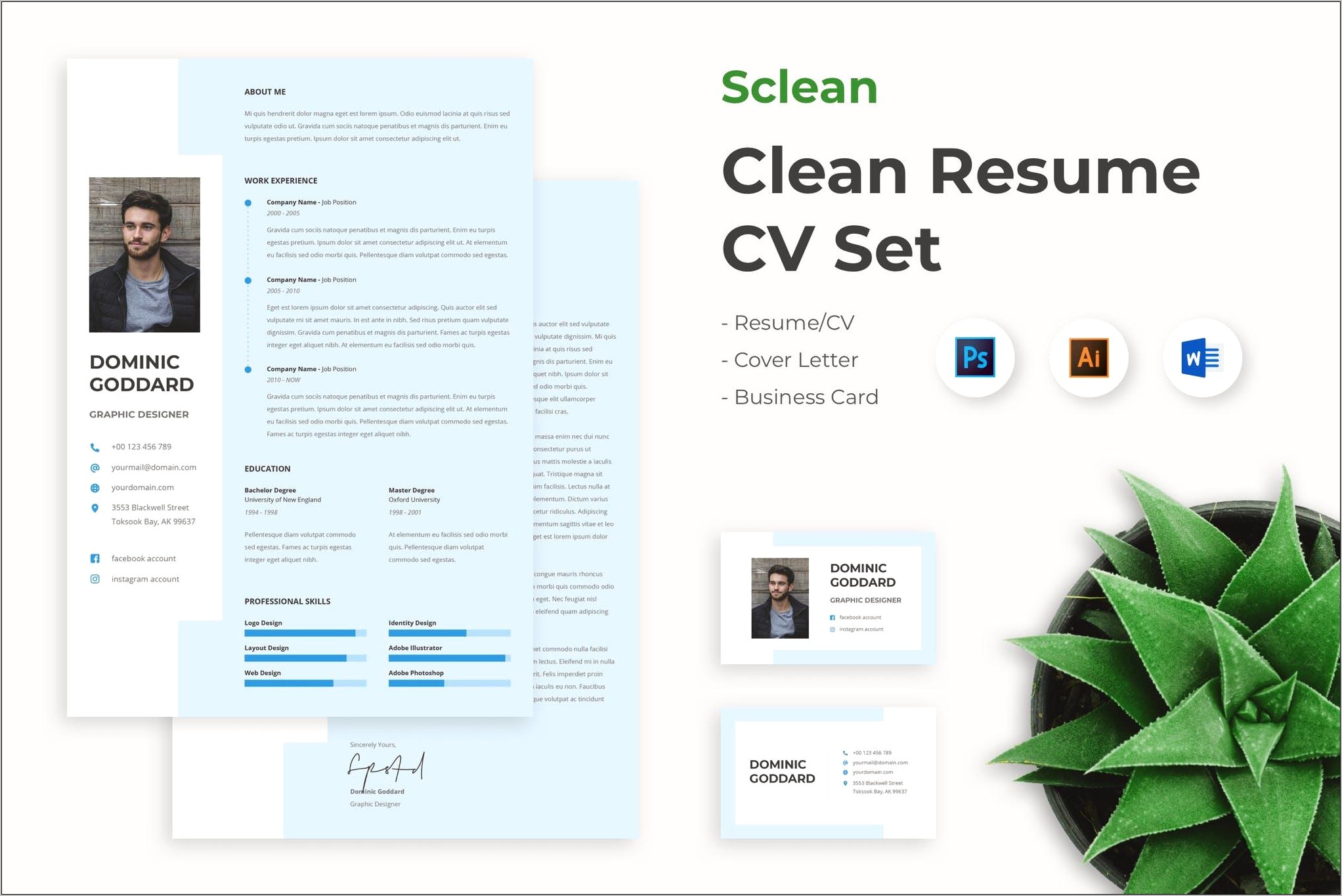 Clean Professional Resume Template For Photoshop