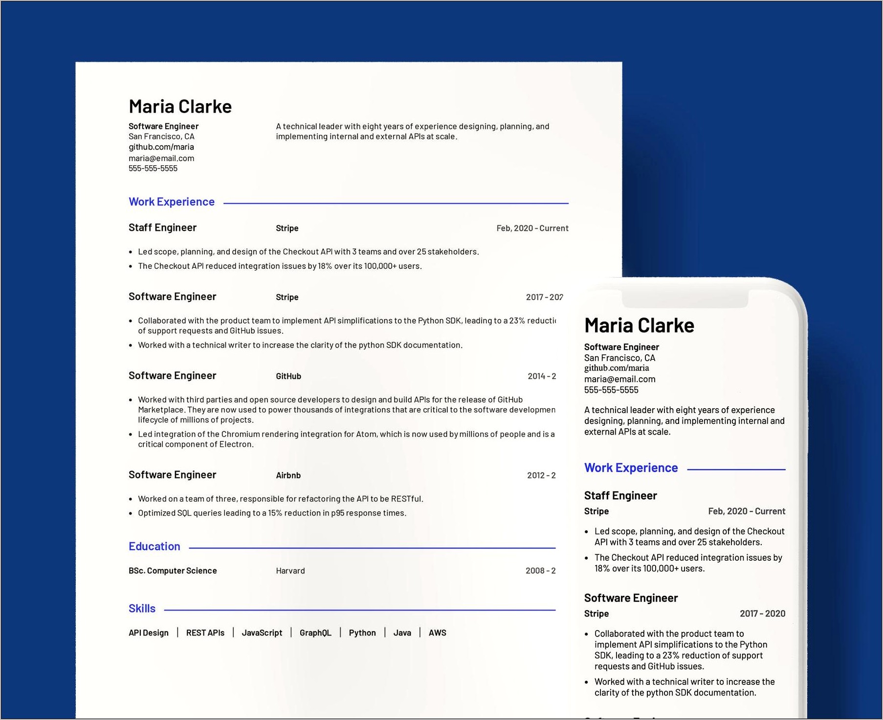 Clean Simple Resume Template One Column