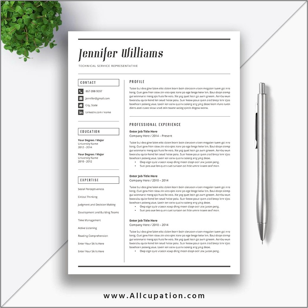 Clean White Modern Day Resume Template