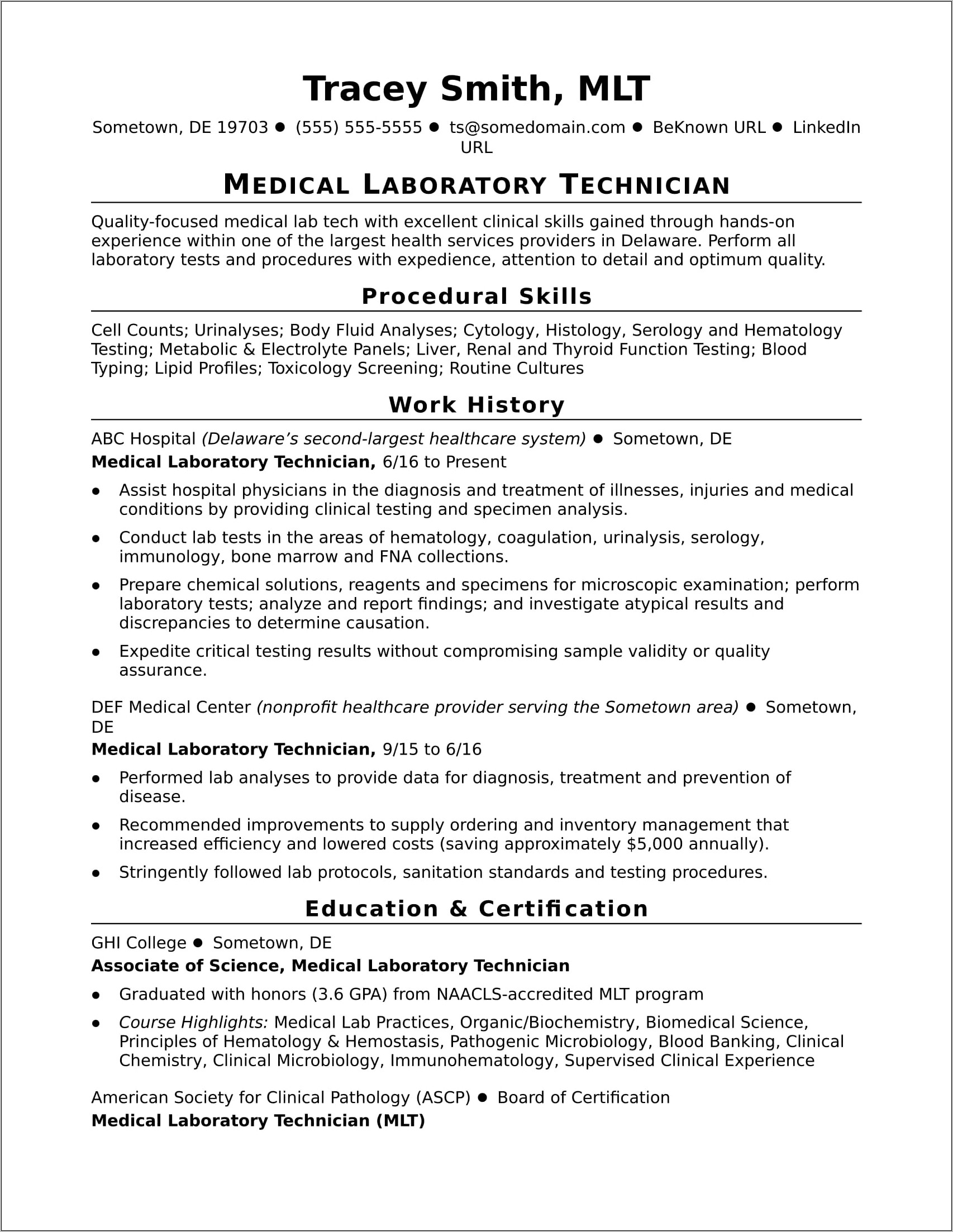 Clinical Laboratory Scientist Microbiology Resume Samples