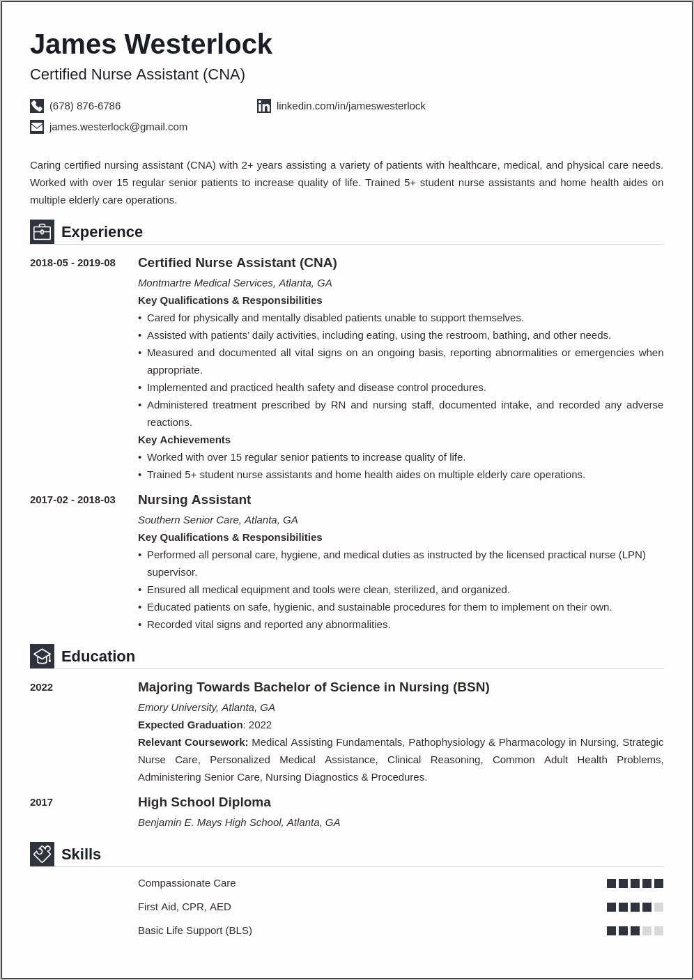 Cna Resume Examples With No Experience