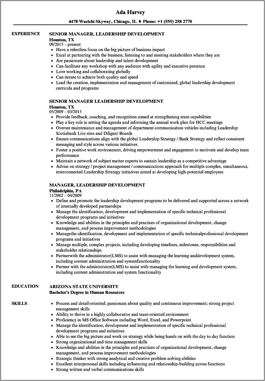 Coaching And Developing People Experience In Resume