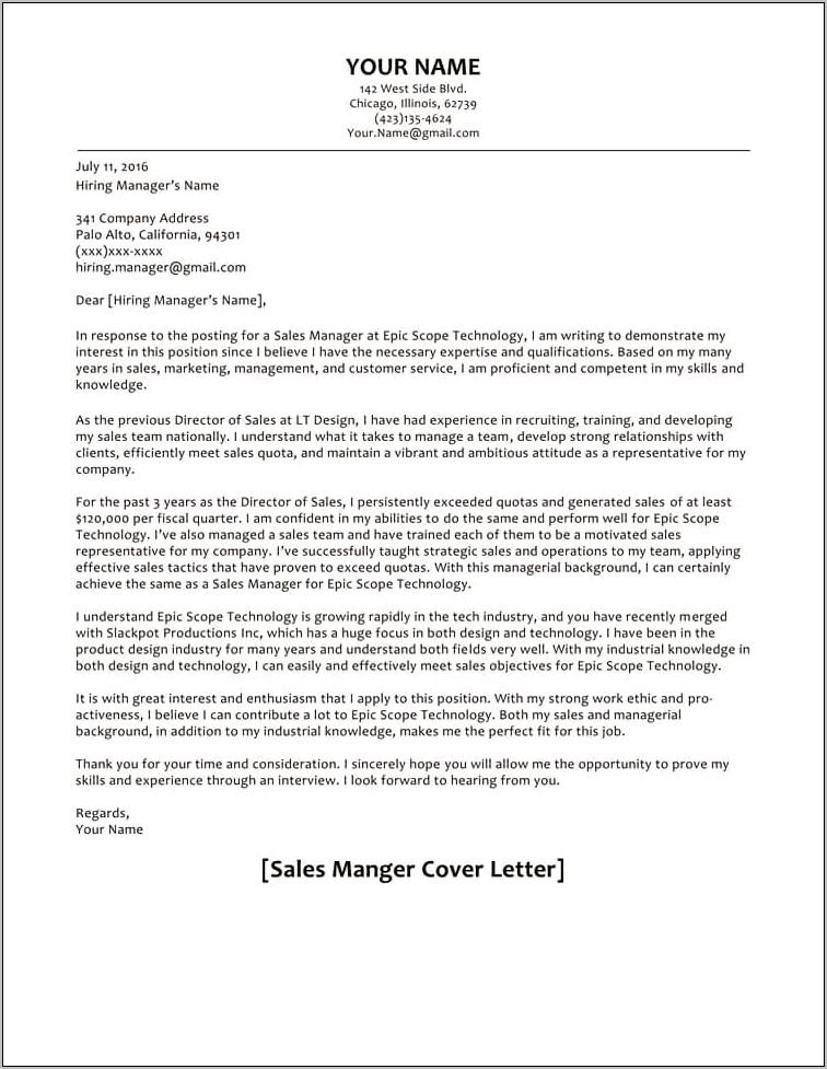 Cold Call Resume Cover Letter Examples