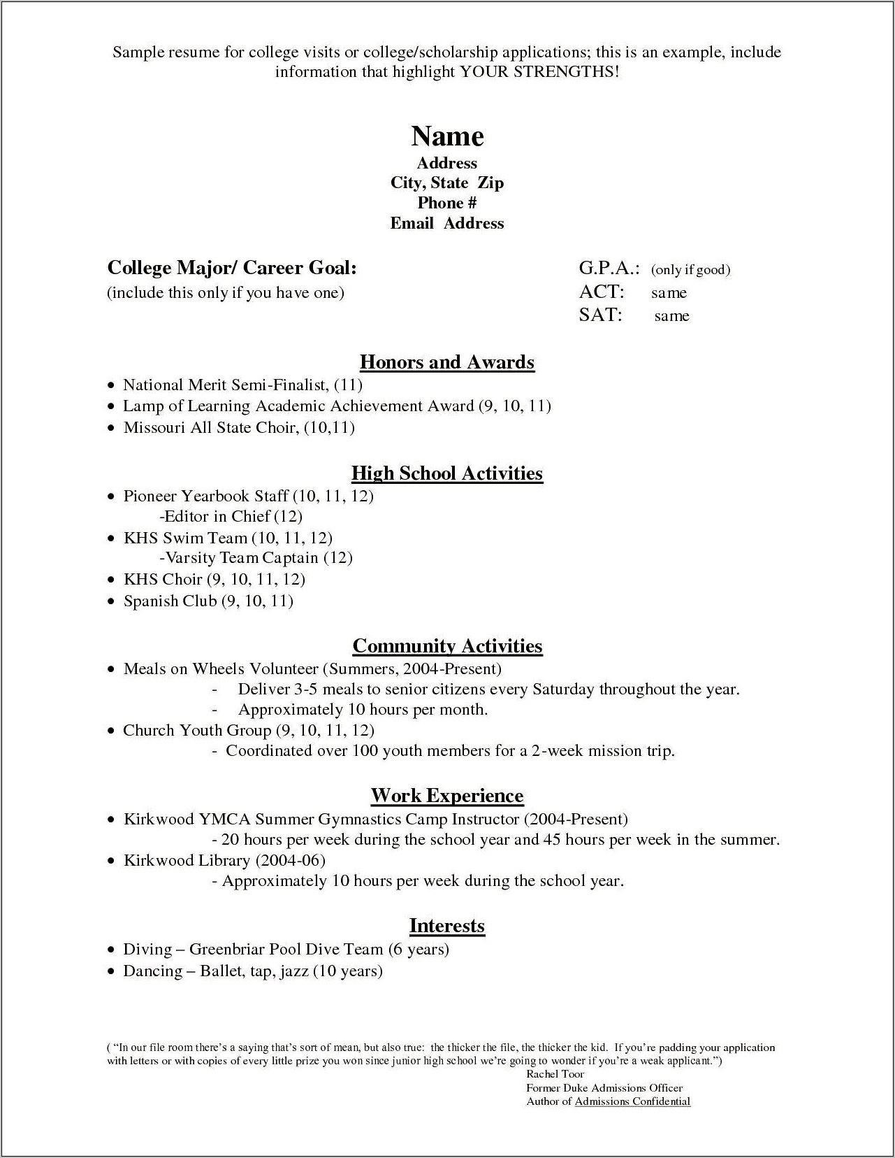 College First Year Nothing To Put On Resume