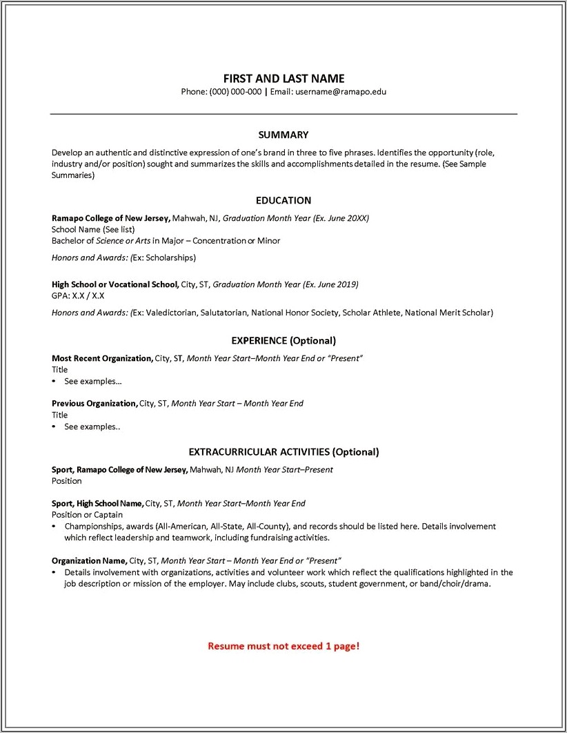College Resume Examples Where To Put Major
