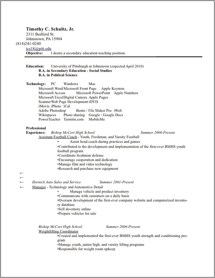 College Resume No Work Experience Sample