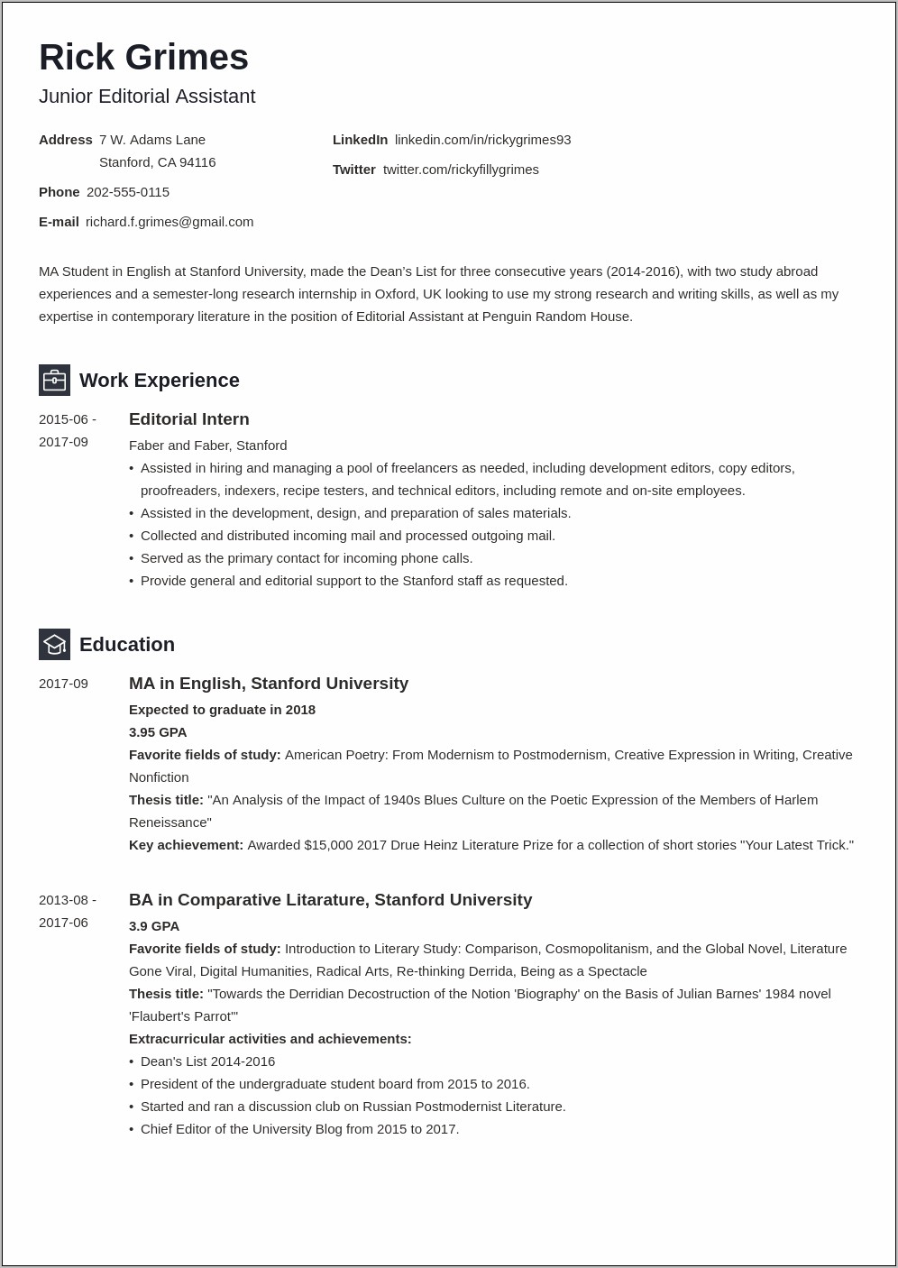 College Resume Template For Highschool Students